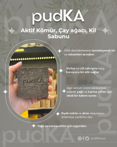 pudKA Activated Charcoal, Tea Tree, and Clay Soap, Natural and Handmade