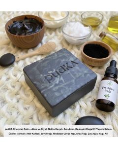 pudKA Charcoal Balm - Akne ve Siyah Nokta Karşıtı, Arındırıcı, Besleyici Doğal ve El Yapımı Sabun